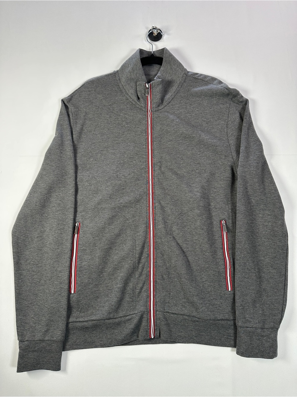 Bugatchi Heather Grey Full-Zip Track Jacket Sweatshirt Size L
